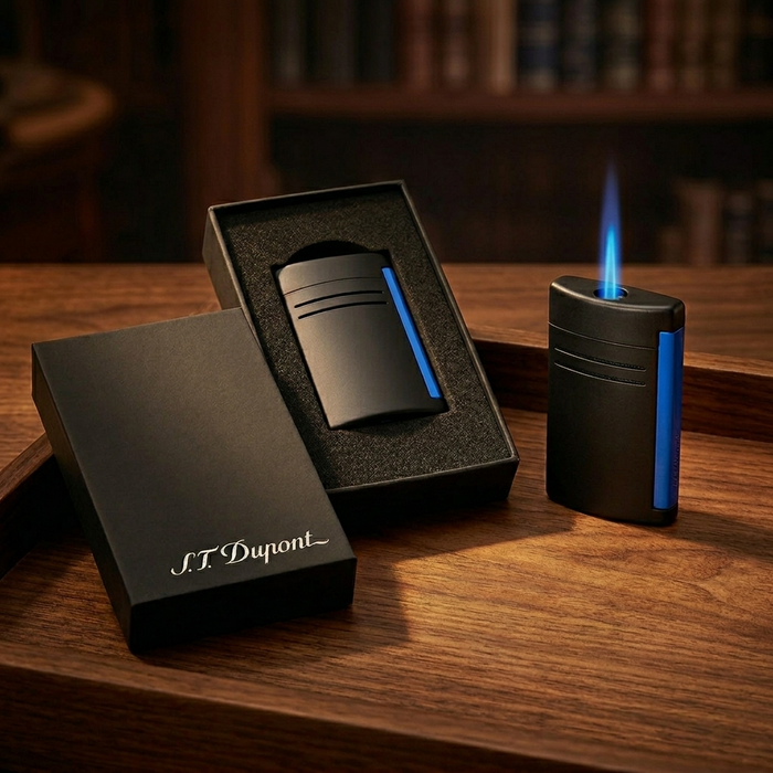 S.T. Dupont MaxiJet Fluo — Matte Black & Neon Blue