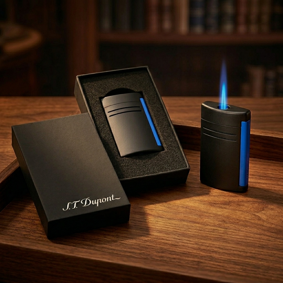 S.T. Dupont MaxiJet Fluo — Matte Black & Neon Blue